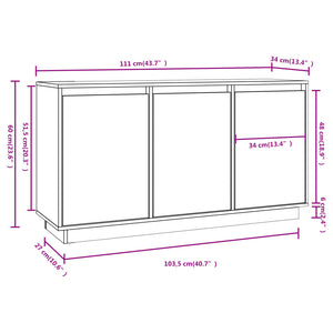 Weißes Sideboard 111 cm Kiefer Massivholz
