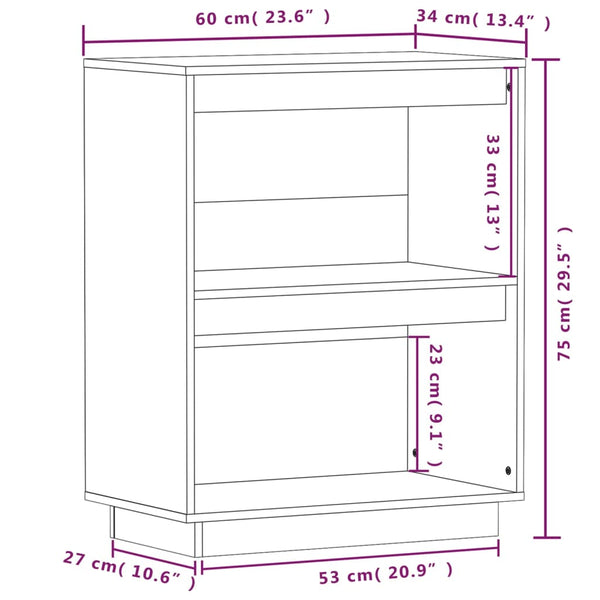 Kiefer Massivholz Beistellschrank 60x34x75 cm