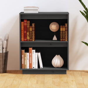 Grauer Beistellschrank Kiefer Massivholz 60x75 cm