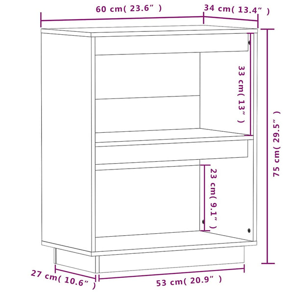 Schwarzer Beistellschrank Kiefer Massivholz 60x75cm