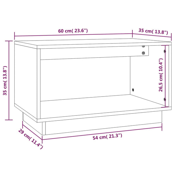 Weißer TV-Schrank Kiefer Massivholz 60x35x35 cm