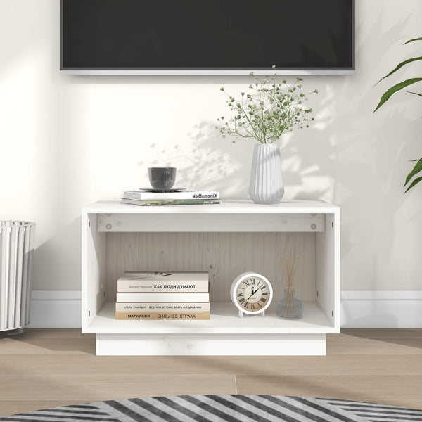 Weißer TV-Schrank Kiefer Massivholz 60x35x35 cm