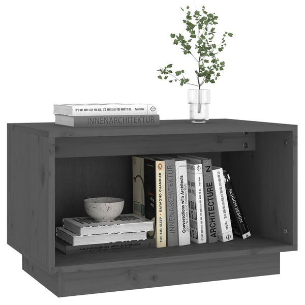 Grauer TV-Schrank Kiefer Massivholz 60 cm