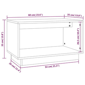 Grauer TV-Schrank Kiefer Massivholz 60 cm