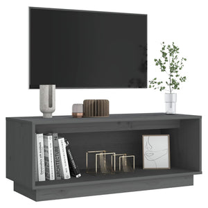 Grauer TV-Schrank 90cm Kiefer Massivholz