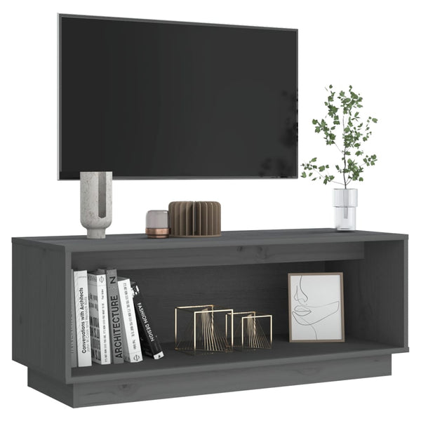 Grauer TV-Schrank 90cm Kiefer Massivholz