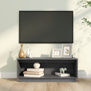 Grauer TV-Schrank 90cm Kiefer Massivholz