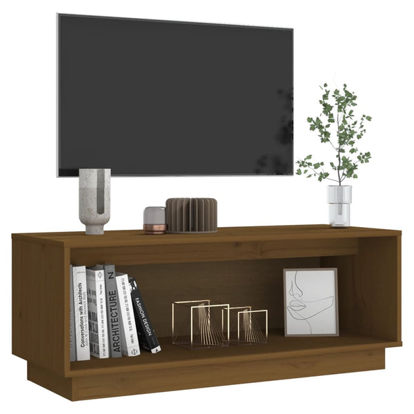 TV-Schrank Honigbraun, Kiefer Massivholz, 90 cm