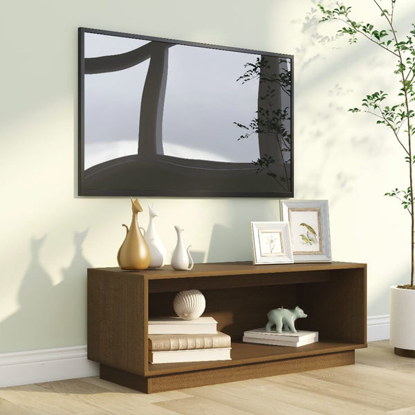 TV-Schrank Honigbraun, Kiefer Massivholz, 90 cm