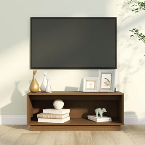 TV-Schrank Honigbraun, Kiefer Massivholz, 90 cm
