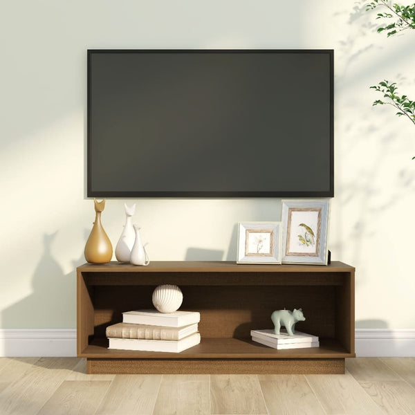 TV-Schrank Honigbraun, Kiefer Massivholz, 90 cm