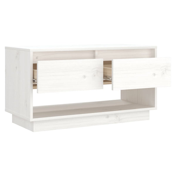 Weißer TV-Schrank Kiefer Massivholz 74 cm