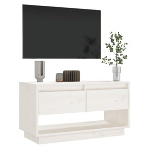 Weißer TV-Schrank Kiefer Massivholz 74 cm