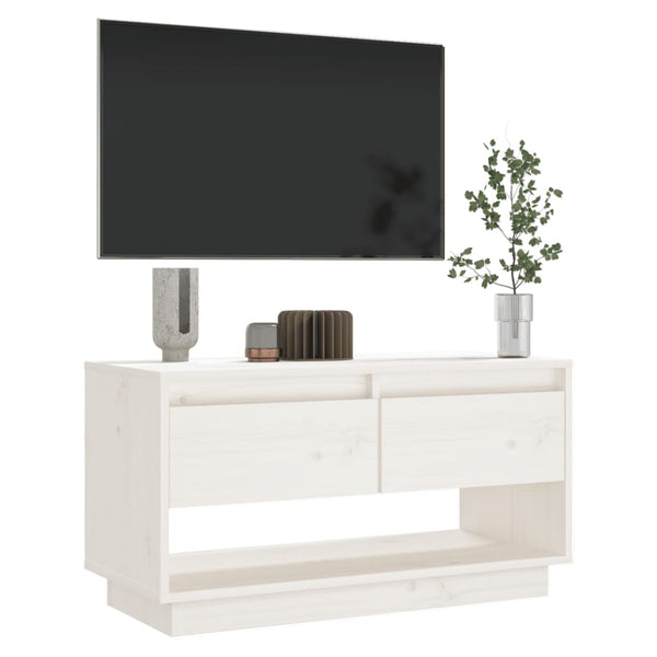 Weißer TV-Schrank Kiefer Massivholz 74 cm