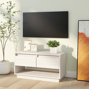 Weißer TV-Schrank Kiefer Massivholz 74 cm