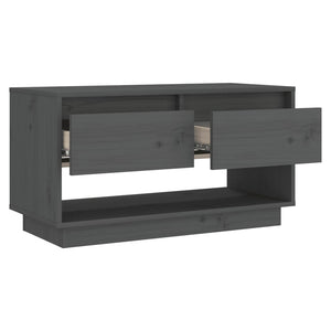 Grauer TV-Schrank 74 cm Kiefer Massivholz