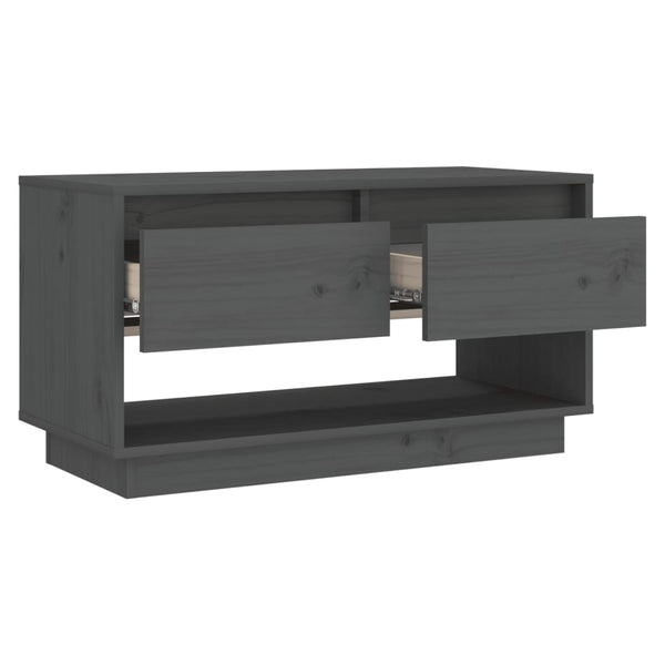 Grauer TV-Schrank 74 cm Kiefer Massivholz