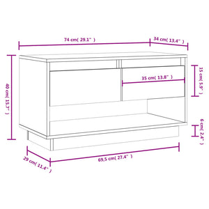 Grauer TV-Schrank 74 cm Kiefer Massivholz