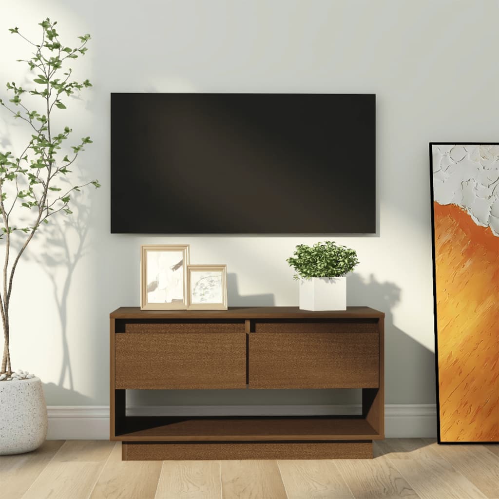 TV-Schrank Honigbraun Kiefer Massivholz 74 cm