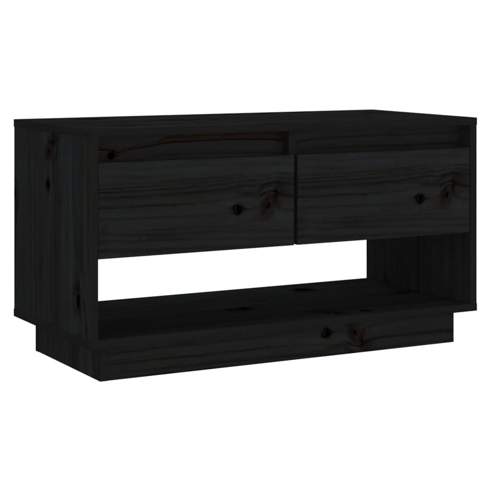 vidaXL TV Cabinet Black 74x34x40 cm Solid Pine Wood