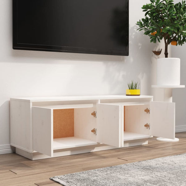 Weißer TV-Schrank Kiefer Massivholz 110cm