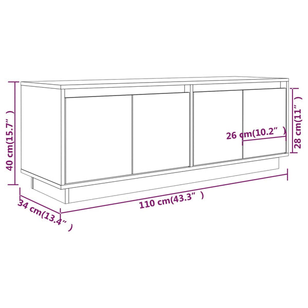 Weißer TV-Schrank Kiefer Massivholz 110cm