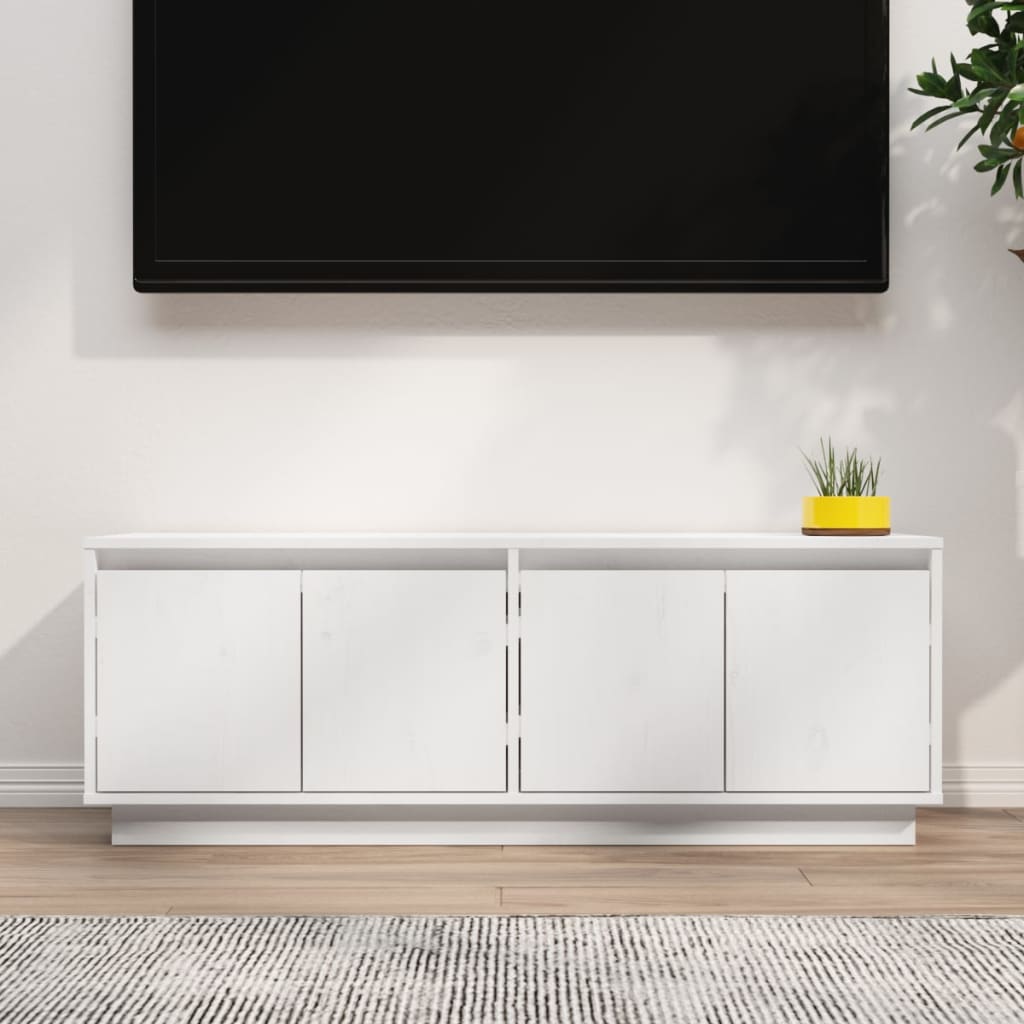Weißer TV-Schrank Kiefer Massivholz 110cm