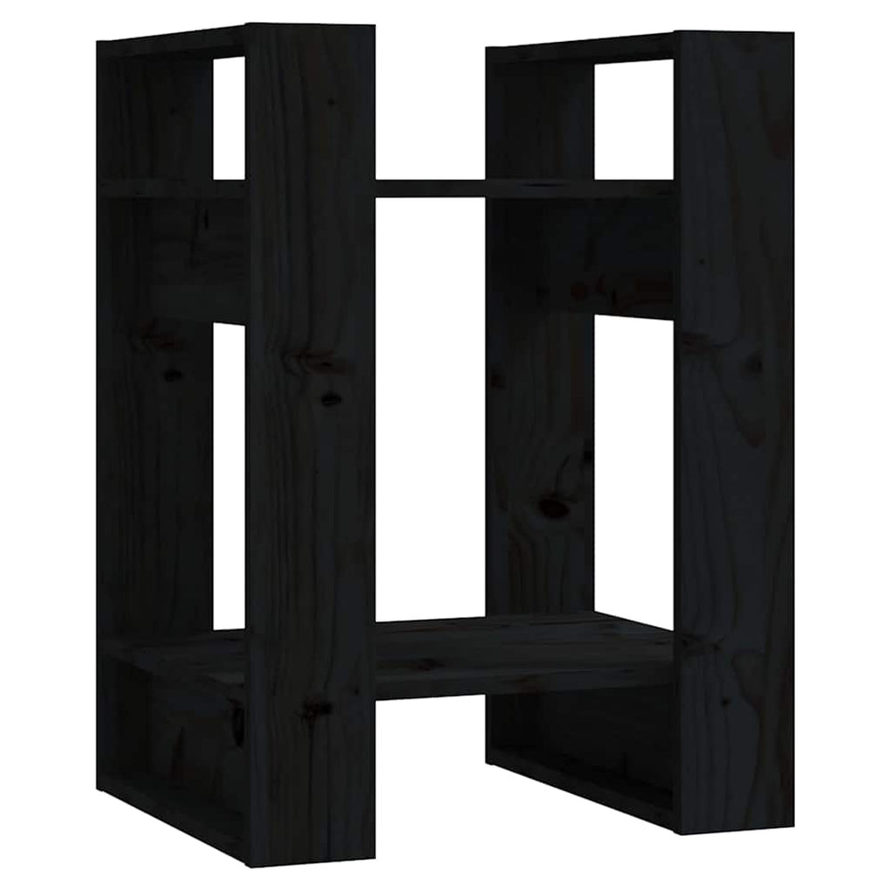 vidaXL Bibliothèque/Séparateur de pièce noir 41x35x57 cm Bois de pin massif