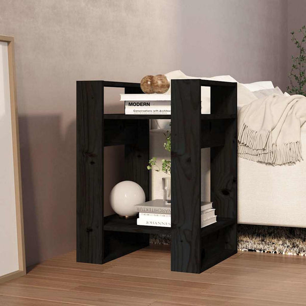 vidaXL Bibliothèque/Séparateur de pièce noir 41x35x57 cm Bois de pin massif