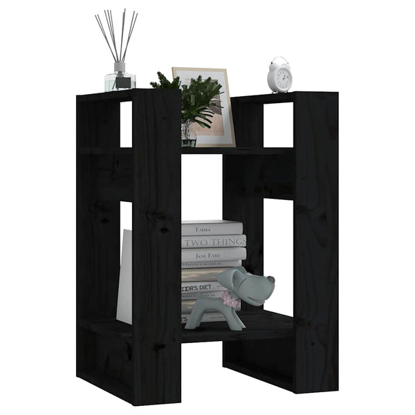 vidaXL Bibliothèque/Séparateur de pièce noir 41x35x57 cm Bois de pin massif