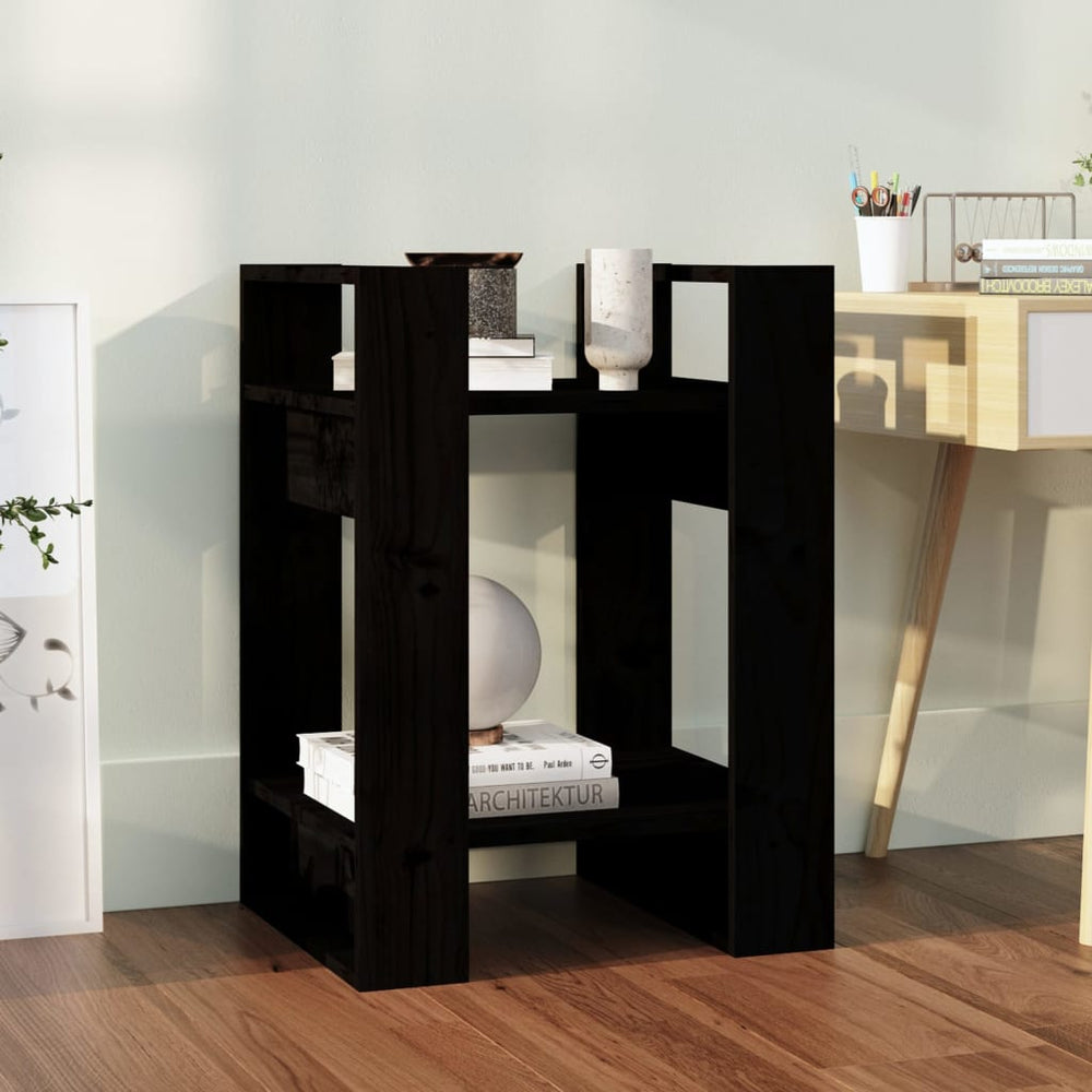 vidaXL Bibliothèque/Séparateur de pièce noir 41x35x57 cm Bois de pin massif