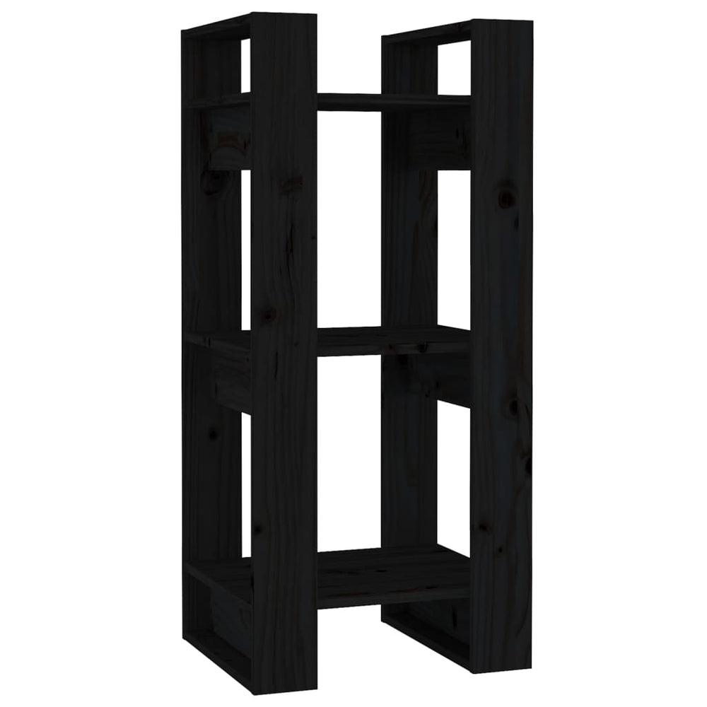 Schwarzes Kiefer Massivholz Bücherregal 41x91 cm