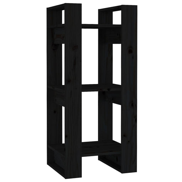 vidaXL Bibliothèque/Séparateur de pièce Noir 41x35x91 cm Bois de pin massif