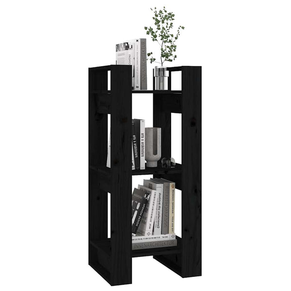 vidaXL Bibliothèque/Séparateur de pièce Noir 41x35x91 cm Bois de pin massif