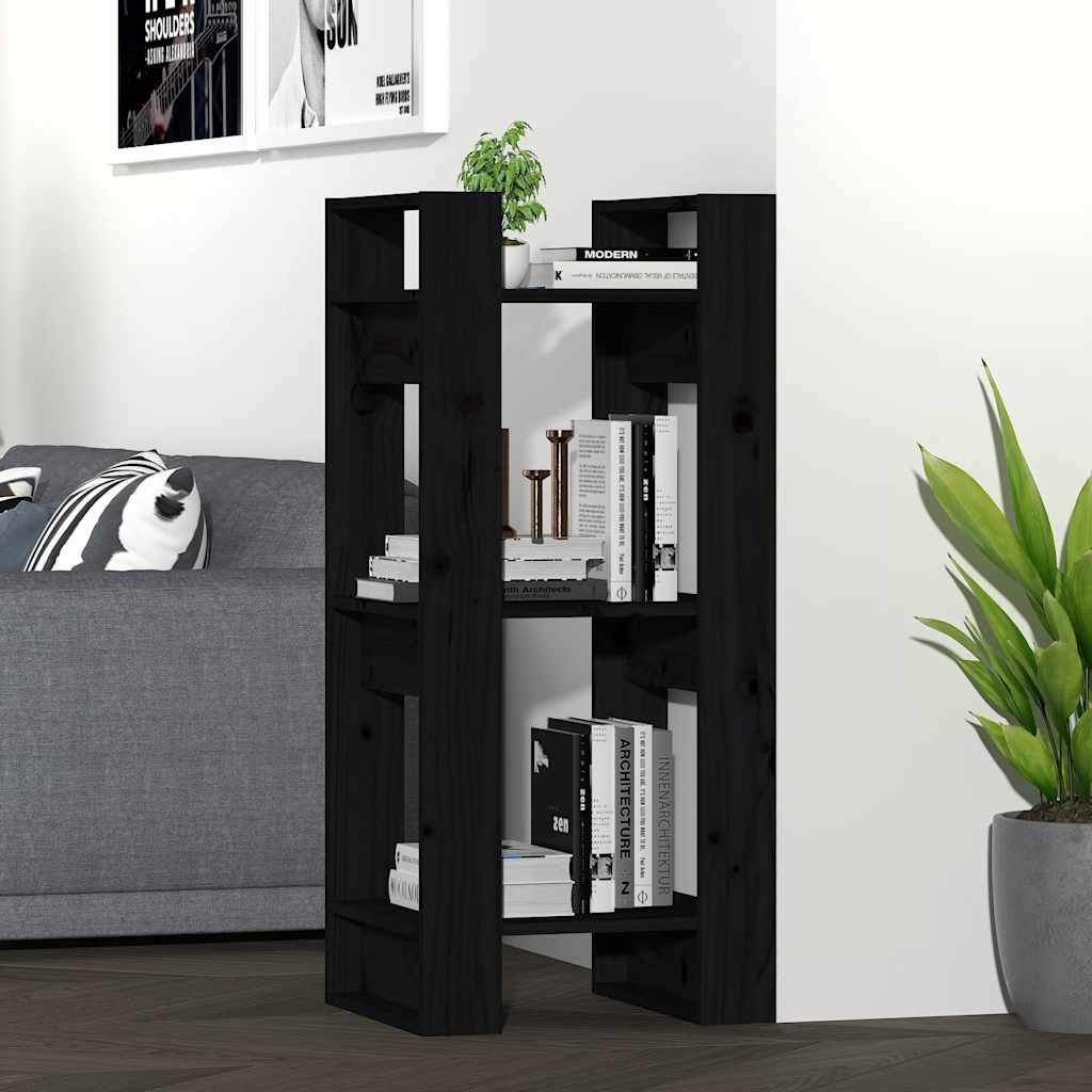 vidaXL Bibliothèque/Séparateur de pièce Noir 41x35x91 cm Bois de pin massif