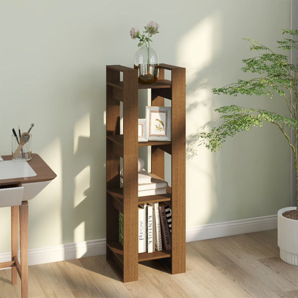 Bücherregal Raumteiler Honigbraun Kiefer Massivholz