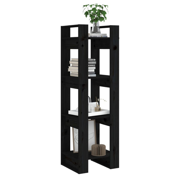 Schwarzes Kiefer Bücherregal / Raumteiler