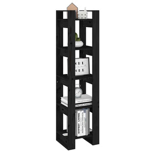 Schwarzes Kiefer Bücherregal Raumteiler 41x35x160cm