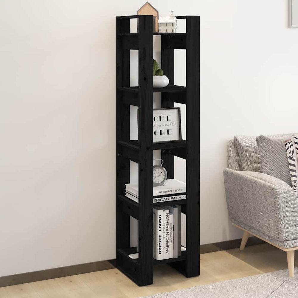 vidaXL Bibliothèque/Séparateur de pièce Noir 41x35x160 cm Bois de pin massif