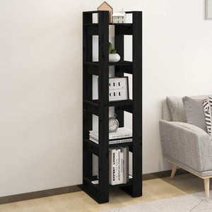 Schwarzes Kiefer Bücherregal Raumteiler 41x35x160cm
