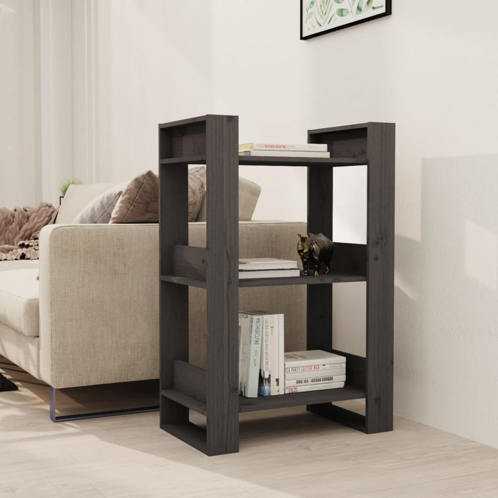 vidaXL Étagère/Séparateur de pièce Gris 60x35x91 cm Bois de pin massif