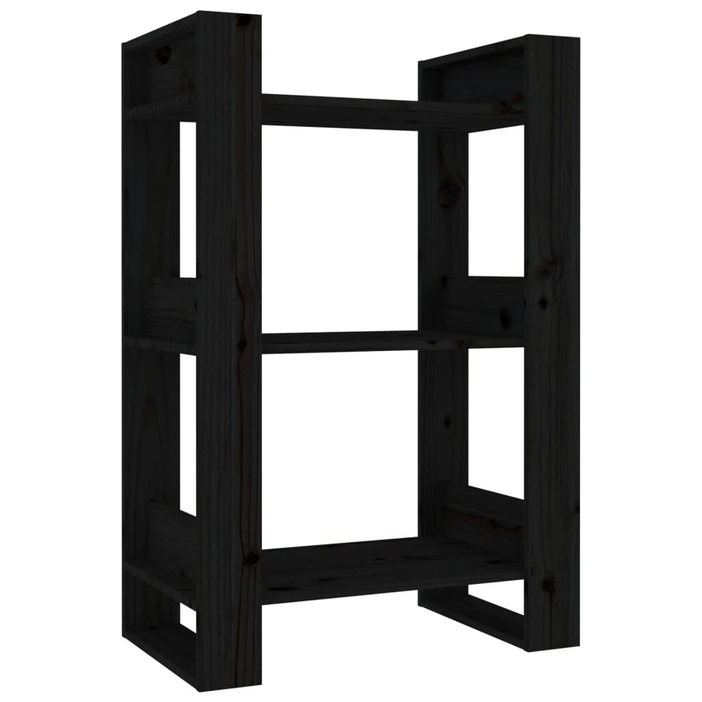 vidaXL Bibliothèque/Séparateur de pièce Noir 60x35x91 cm Bois de pin massif