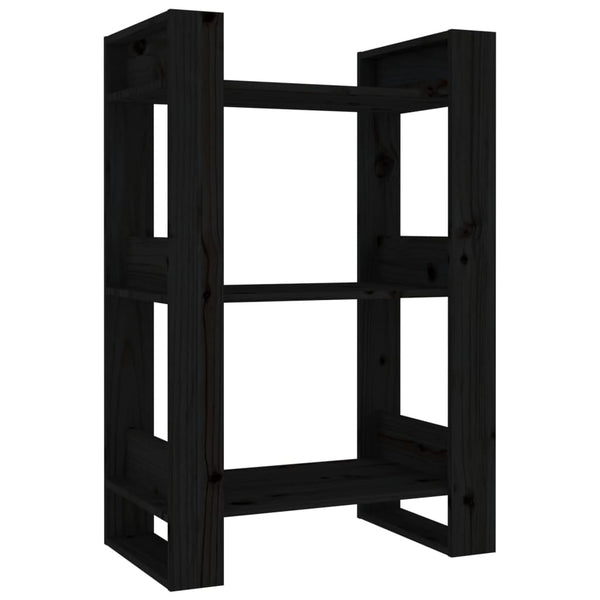 vidaXL Bibliothèque/Séparateur de pièce Noir 60x35x91 cm Bois de pin massif