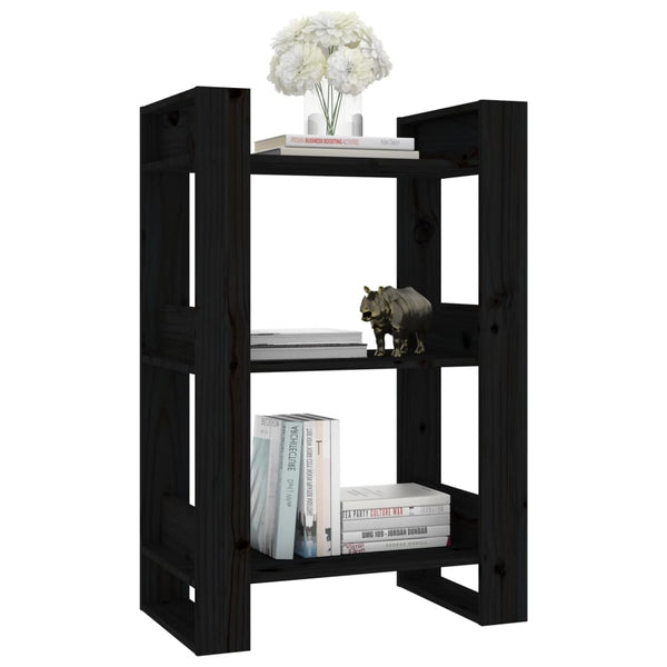 vidaXL Bibliothèque/Séparateur de pièce Noir 60x35x91 cm Bois de pin massif