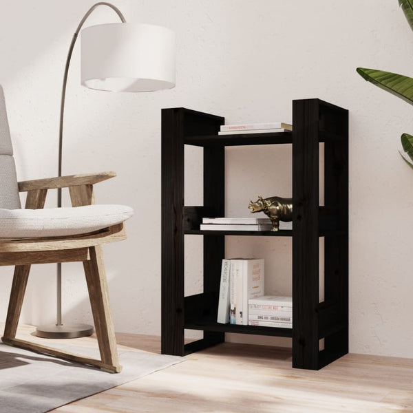 vidaXL Bibliothèque/Séparateur de pièce Noir 60x35x91 cm Bois de pin massif
