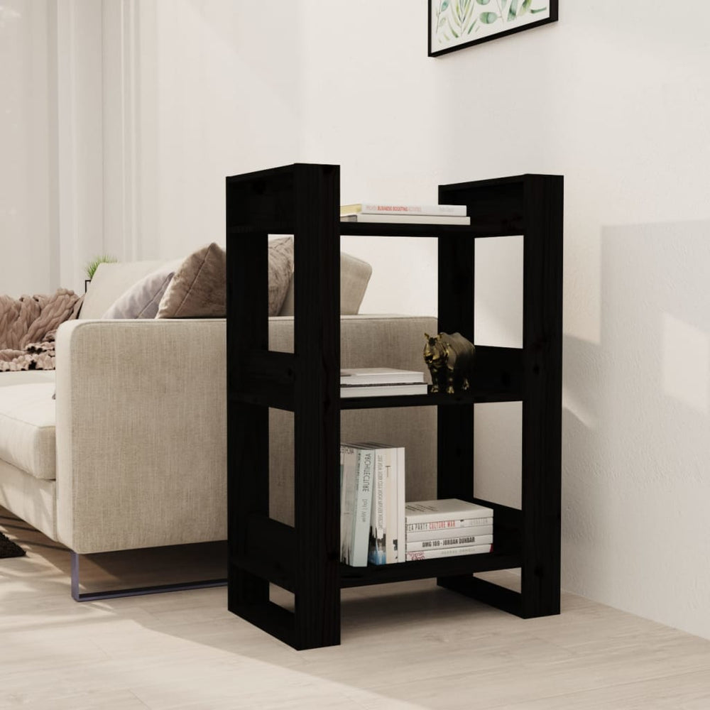 vidaXL Bibliothèque/Séparateur de pièce Noir 60x35x91 cm Bois de pin massif
