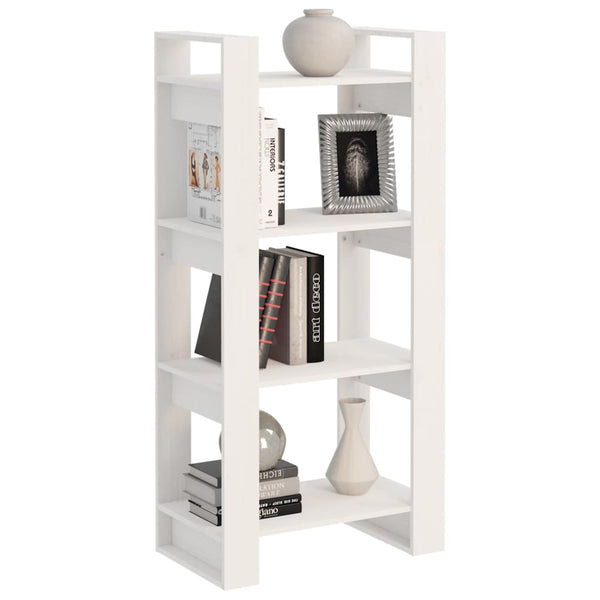 Bücherregal Raumteiler Weiß Massivholz 60x125cm