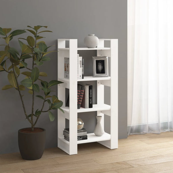 Bücherregal Raumteiler Weiß Massivholz 60x125cm
