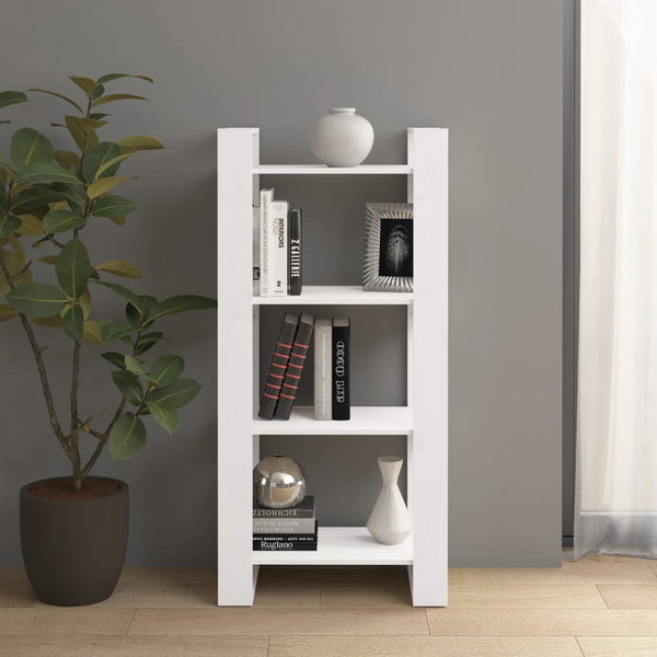 Bücherregal Raumteiler Weiß Massivholz 60x125cm