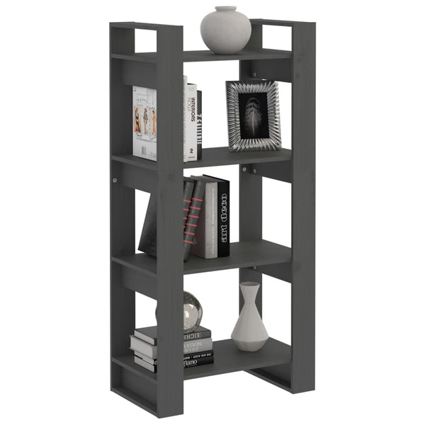 Graues Bücherregal Raumteiler Massivholz 60x125cm